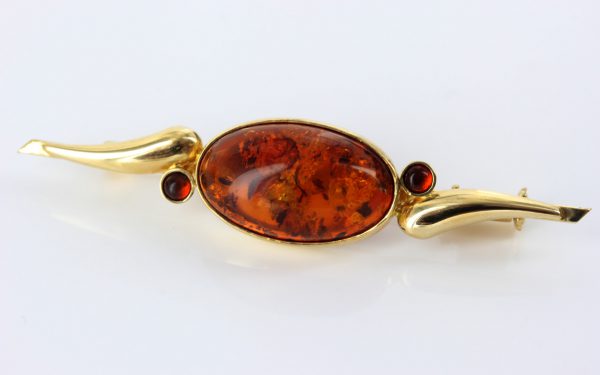 Italian Handmade Elegant German Baltic Amber Brooch in 18ct Gold GB0029 RRP£1000!!!