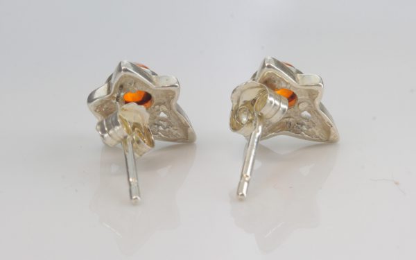 Feminine Design German Baltic Amber Stud Earrings 925 Silver ST0055 RRP£18!!!