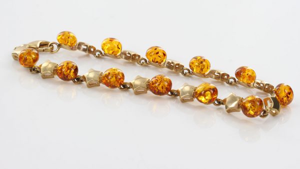 ITALIAN MADE LUCKY STAR GERMAN BALTIC AMBER BRACELET 9CT GOLD GBR135 RRP£850!!!