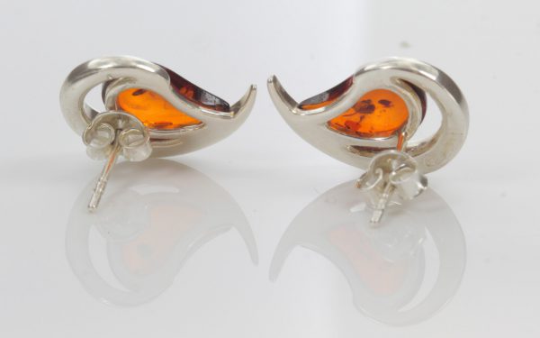 Elegant Italian Style Baltic Amber Handmade Stud Earrings 925 Silver ST0061 RRP£45!!!