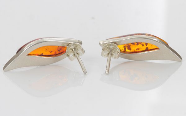 Elegant Italian Made Baltic Amber Handmade Stud Earrings 925 Silver ST0064 RRP£30!!!