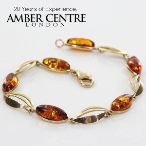 ITALIAN HANDMADE GERMAN BALTIC AMBER BRACELET IN 9CT solid GOLD GBR140-RRP£595!!!