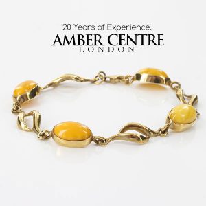 GERMAN ANTIQUE BUTTERSCOTCH BALTIC AMBER IN 9CTGOLD BRACELET GBR094 RRP£1200!!!