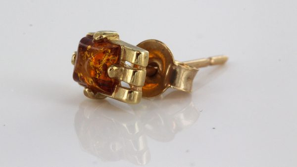 Italian Made German Baltic Amber Stud Earrings In 9ct Gold GS0074 RRP £125!!!