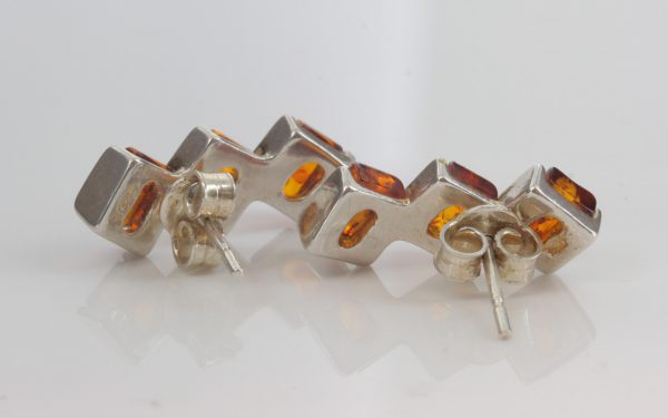 Elegant Handmade German Baltic Amber Stud Earrings 925 Silver ST0056 RRP£30!!!