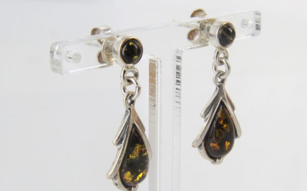 Italian Style Elegant Green Baltic Amber 925 Silver Earrings E0125 RRP £35