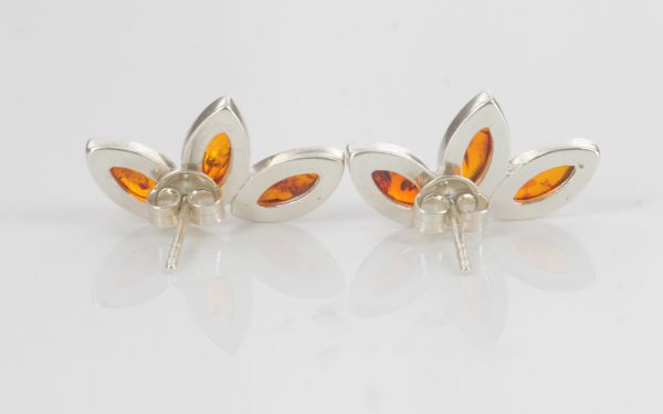 Unusual German Baltic Amber Handmade Stud Earrings 925 Silver ST0070 RRP£29!!!