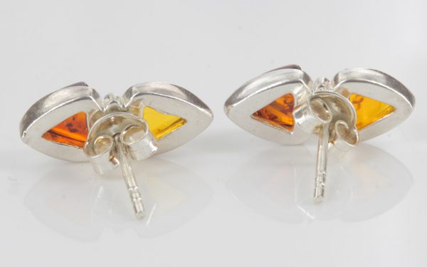 Modern German Baltic Amber Handmade Stud Earrings 925 Silver ST0071 RRP£28!!!