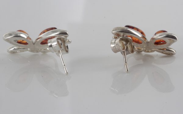 Unique German Baltic Amber Handmade Stud Earrings 925 Silver ST0027 RRP£30!!!