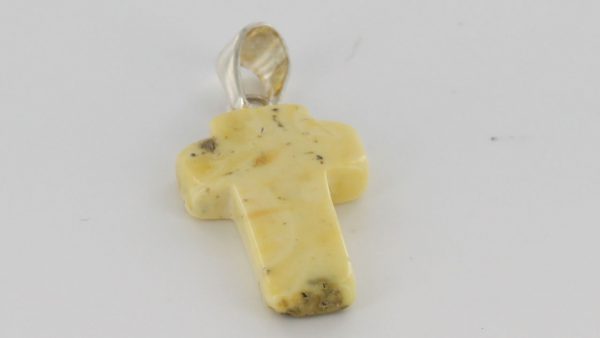 Milky Butterscotch Baltic Amber Cross Pendant Very rare PE0114 RRP£35!!!