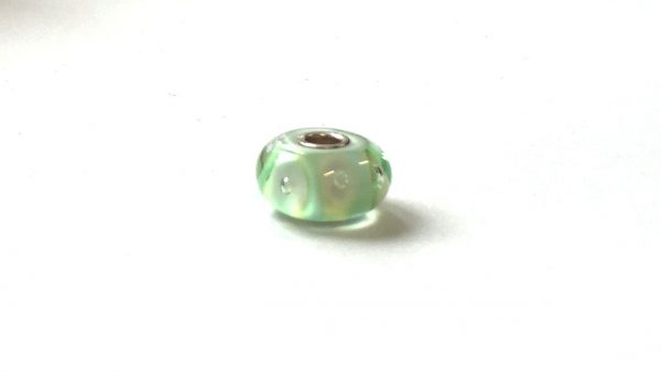 Genuine Murano Glass Trollbeads Charm Green Stripe Bubbles 61446 RRP25!!!