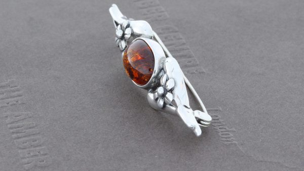 Beautifully Designed Handmade Silver Brooch with German Baltic Amber BD0115 RRP£55!!!