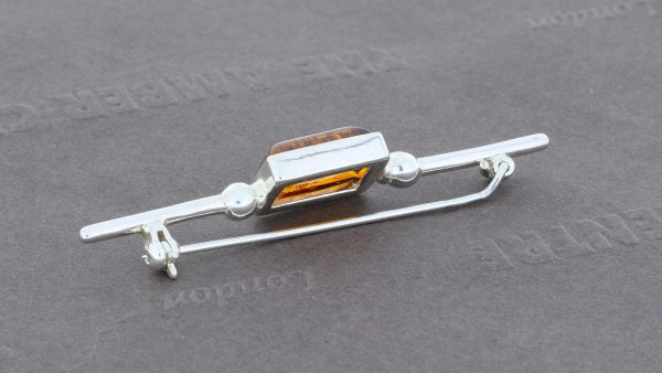 Amber Brooch German Baltic Amber 925 silver unique handmade - BD0113 RRP£40!!!