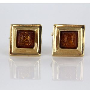 Italian Made Unique German Baltic Amber Studs In 9ct solid Gold GS0028 RRP£135!!!