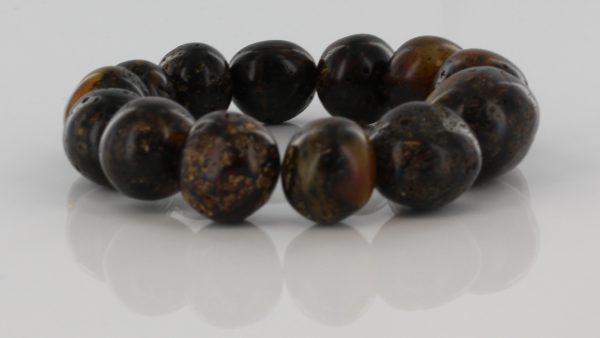 GERMAN BALTIC AMBER BRACELET HEALING NATURAL GENUINE DARK GREEN W067 RRP£295!!!