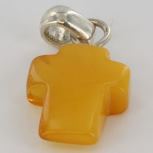 BUTTERSCOTCH BALTIC AMBER 925 SILVER CROSS PENDANT Handmade-PE0124 RRP£50!!