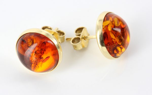 Italian Hand Made German Genuine Baltic Amber 18ct solid Gold Studs GS0993 RRP£575!!!