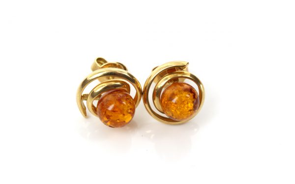 Italian Hand Made German Genuine Baltic Amber 18ct solid Gold Studs GS0996 RRP£520!!!