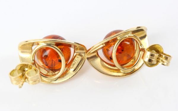 Italian Hand Made German Genuine Baltic Amber 18ct Gold Studs GS0992 RRP£895!!!