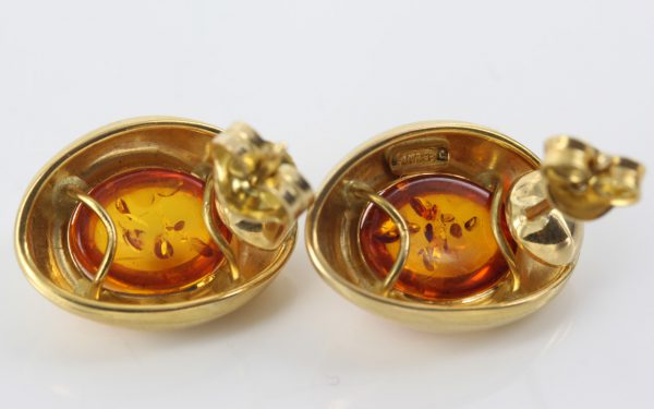 Italian Made Genuine German Baltic Amber 18ct Gold Studs GS0998 RRP£800!!!