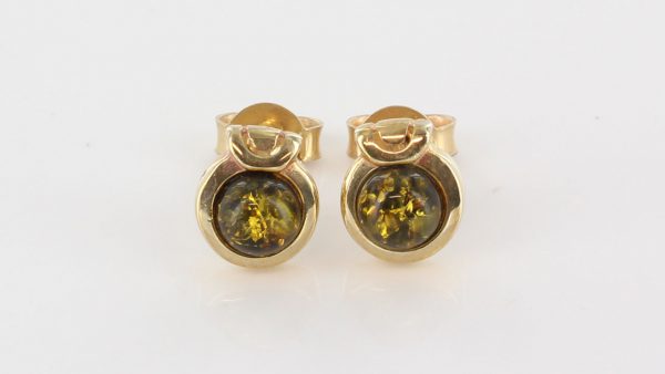 Italian Made German Green Baltic Amber Studs In 9ct solid Gold GS0031G RRP £125!!!