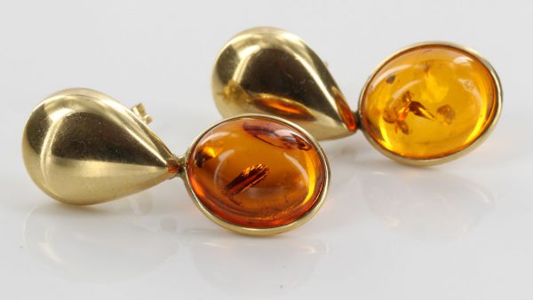 Italian Made Classic Baltic Amber in 14ct Gold Drop Earrings GE0366 RRP£595!!!