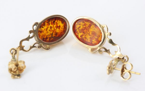 Italian Made Genuine Baltic Amber 18ct Gold Earrings GE0143 RRP£950!!!