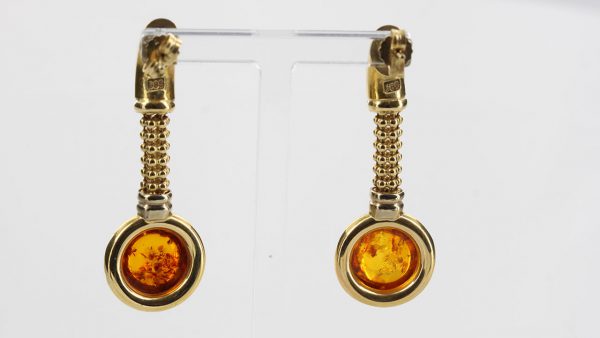 Italian Made Unique German Baltic Amber in 14ct Gold Drop Earrings GE0375 RRP£1000!!!