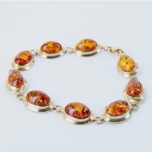 ITALIAN MADE UNIQUE GERMAN BALTIC AMBER BRACELET IN 18CT solid GOLD -GBR101 RRP£2450!!!