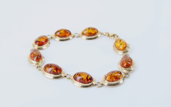 ITALIAN MADE UNIQUE GERMAN BALTIC AMBER BRACELET IN 18CT solid GOLD -GBR101 RRP£2450!!!