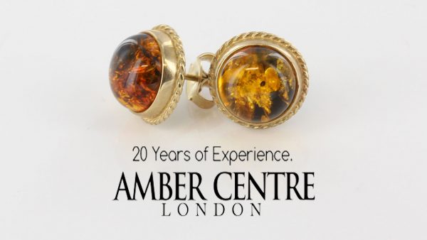 Italian Made Large German Green Baltic Amber Studs 9ct Gold GS0146G RRP £245!!!