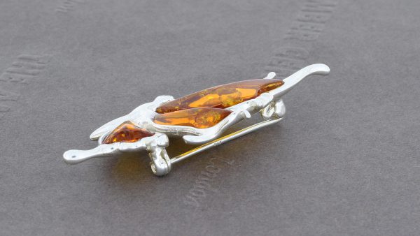 Baltic Amber Brooch butterfly shaped 925 silver handmade - BD0111 RRP£65!!!