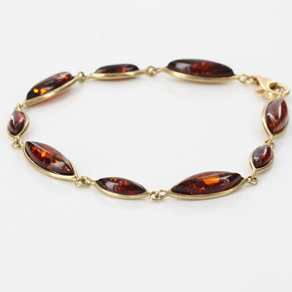 ITALIAN HANDMADE GERMAN BALTIC AMBER BRACELET IN 9CT GOLD GBR032-RRP£450!!!