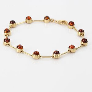 ITALIAN HANDMADE GERMAN BALTIC AMBER BRACELET IN 9CT solid GOLD GBR079-RRP£550!!!