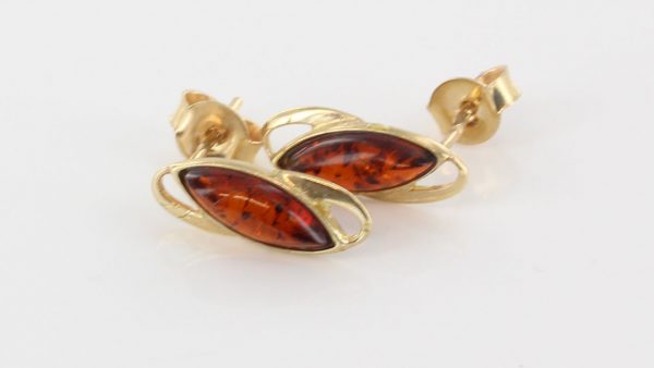 Italian Made Unique German Baltic Amber Studs In 9ct Gold GS0102 RRP£125!!!
