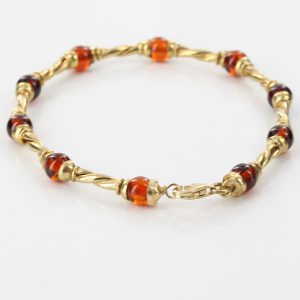 ITALIAN HANDMADE GERMAN BALTIC AMBER BRACELET IN 9CT solid GOLD GBR021-RRP£600!!!