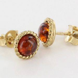 Italian Made Unique German Baltic Amber Studs In 9ct Gold GS0041 RRP£175!!!