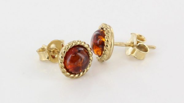 Italian Made Unique German Baltic Amber Studs In 9ct Gold GS0041 RRP£175!!!