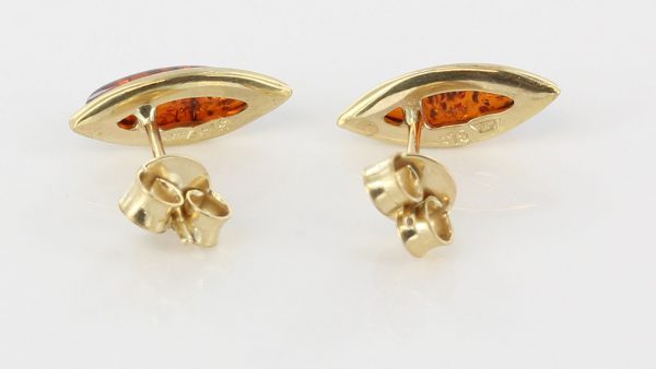 Italian Handmade Unique German Baltic Amber Studs In 9ct Gold GS0098 RRP£125!!!