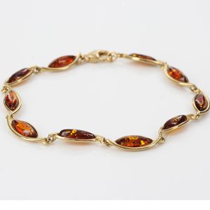 ITALIAN HANDMADE GERMAN BALTIC AMBER BRACELET IN 9CT solid GOLD GBR047-RRP£600!!!