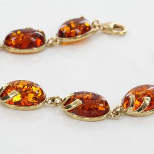 ITALIAN HANDMADE GERMAN BALTIC AMBER BRACELET IN 9CT solid GOLD GBR063-RRP£1000!!!