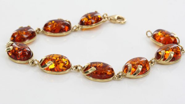 ITALIAN HANDMADE GERMAN BALTIC AMBER BRACELET IN 9CT solid GOLD GBR063-RRP£1000!!!