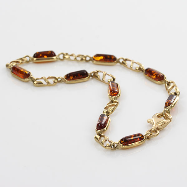 ITALIAN HANDMADE GERMAN BALTIC AMBER BRACELET IN 9CT solid GOLD GBR059-RRP£495!!!