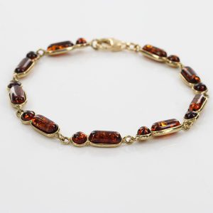 ITALIAN HANDMADE GERMAN BALTIC AMBER BRACELET IN 9CT solid GOLD GBR058-RRP£500!!!