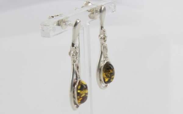 Italian Style German Green Baltic Amber Elegant 925 Silver Earrings E0071 RRP£35!!!