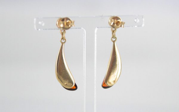 Italian Made Unique German Baltic Amber in 9ct Gold Drop Earrings GE0093 RRP£225!!!