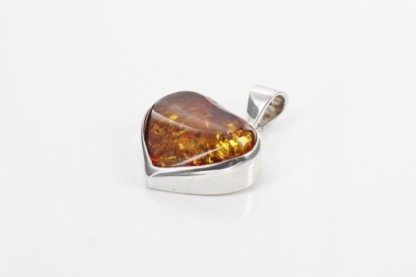 Heart Pendant Elegant Handmade Baltic Amber In 925 Silver PD094 – RRP£155!!!