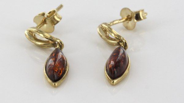 Italian Made Unique German Baltic Amber in 9ct Gold Drop Earrings GE0096 RRP£150!!!