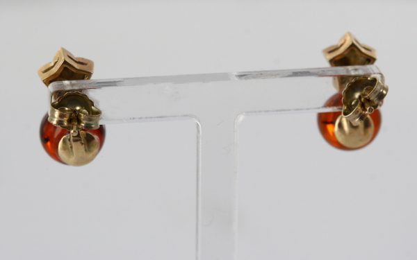 Italian Made Unique German Baltic Amber 9ct Gold Studs Stars GS0052/A RRP£225!!!