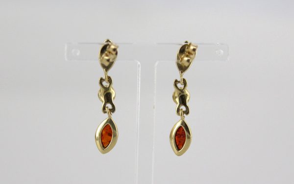 Elegant German Baltic Amber in 9ct Gold Italian Drop Earrings GE0103 RRP£225!!!